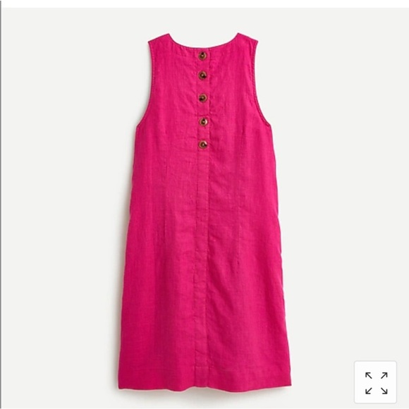 J.Crew Linen Button Back Tank dress in hot pink, size S - Picture 4 of 8